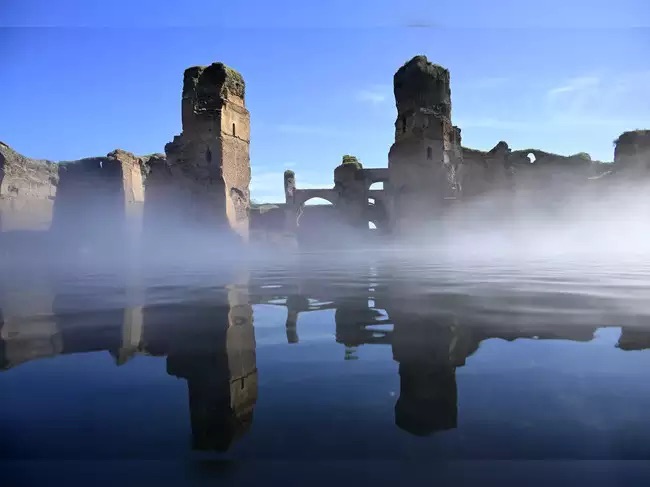 Water returns to Rome’s Baths of Caracalla in reflecting pool