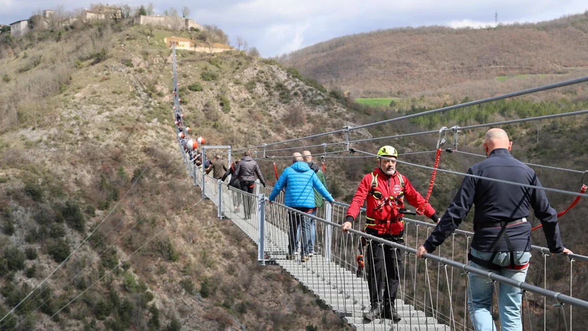 Europe’s highest pedestrian suspension bridge opens in Italy